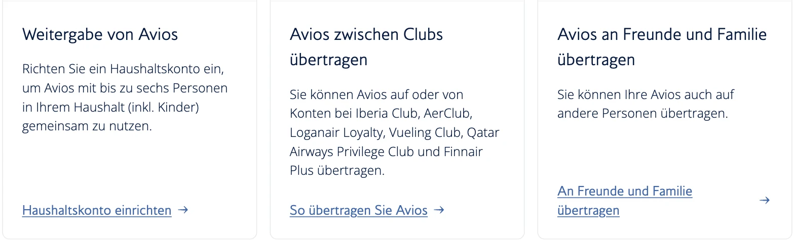 British Airways Club: household account for up to six people, transferring Avios between Iberia Club, AerClub, Qatar Privilege Club and Finnair Plus
