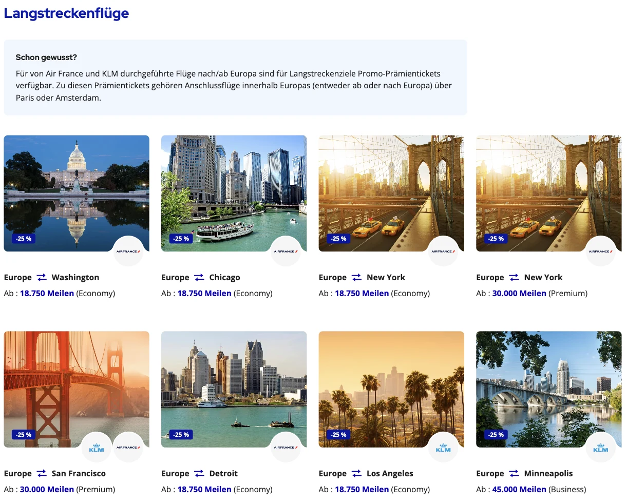 Flying Blue Promo Rewards September 2026: long haul Europe–New York from 18,750 miles Economy and 30,000 miles Premium Economy