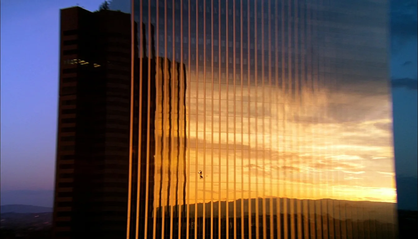 Modern Downtown Office Tower at Sunset