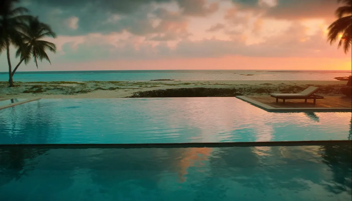 Tropical resort sunset